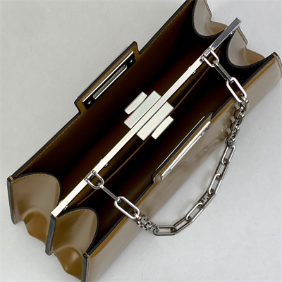 Fen.di Peekaboo Cut Medium Leather Bag Brown Color