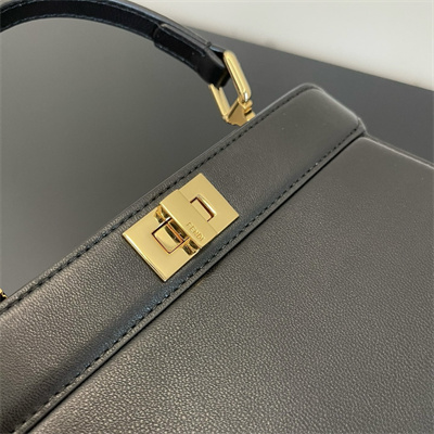 Fen.di Peekaboo ISeeU Petite Leather Bag Black Color