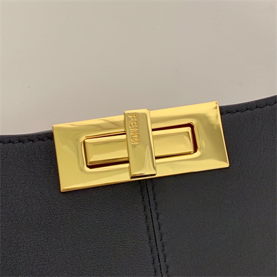 Fen.di Peekaboo X-Lite Large Leather Bag Black Color