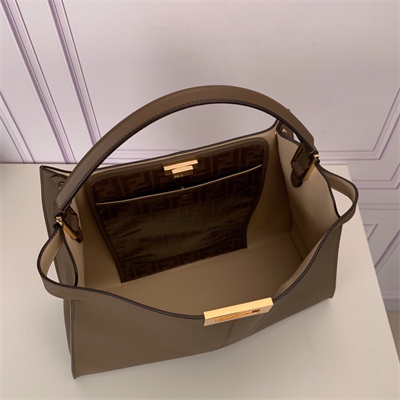 Fen.di Peekaboo X-Lite Large Leather Bag Brown Color