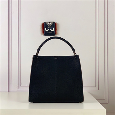 Fen.di Peekaboo X-Lite Medium Leather Bag Black Color