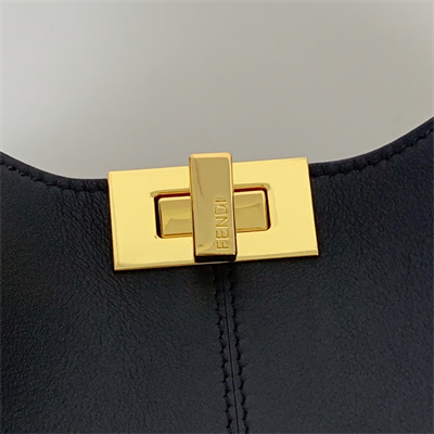 Fen.di Peekaboo X-Lite Medium Leather Bag Black Color