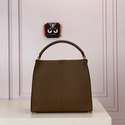 Fen.di Peekaboo X-Lite Medium Leather Bag Brown Color