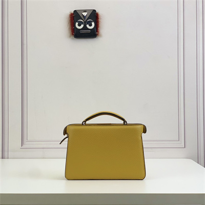 Fen.di Peekaboo ISeeU XCross Leather Bag Yellow Color