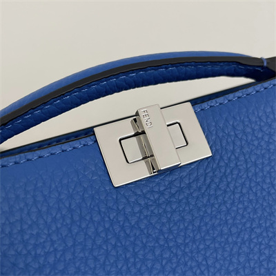 Fen.di Peekaboo ISeeU XCross Leather Bag Blue Color