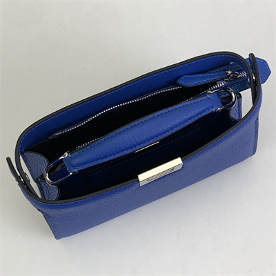 Fen.di Peekaboo ISeeU XCross Leather Bag Blue Color