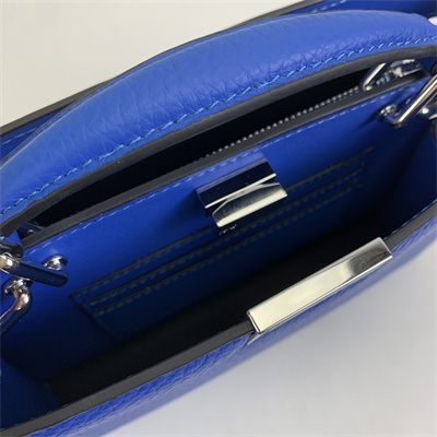 Fen.di Peekaboo ISeeU XCross Leather Bag Blue Color