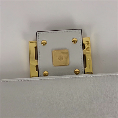 Fen.di BAGUETTE Large Bag White Nappa Leather With FF Motif