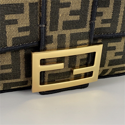 Fen.di BAGUETTE Large Bag Brown FF Jacquard Fabric