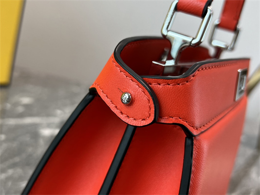 Fen.di Peekaboo ISeeU Petite Leather Bag Orange Color