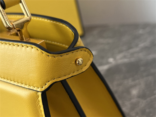 Fen.di Peekaboo ISeeU Petite Leather Bag Yellow Color