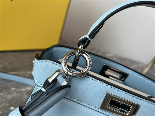 Fen.di Peekaboo ISeeU Petite Leather Bag Blue Color