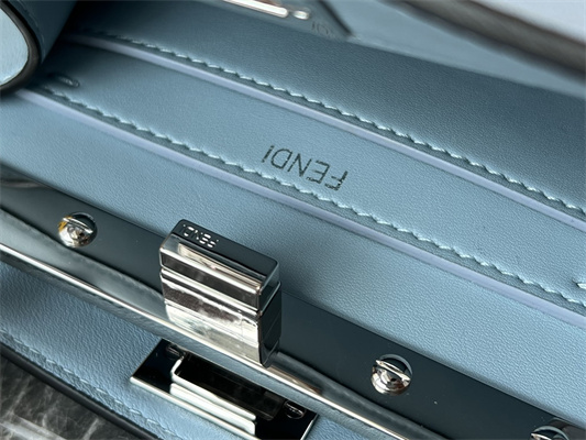 Fen.di Peekaboo ISeeU Petite Leather Bag Blue Color