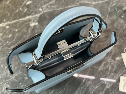 Fen.di Peekaboo ISeeU Petite Leather Bag Blue Color