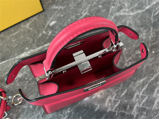 Fen.di Peekaboo ISeeU Petite Leather Bag Red Color