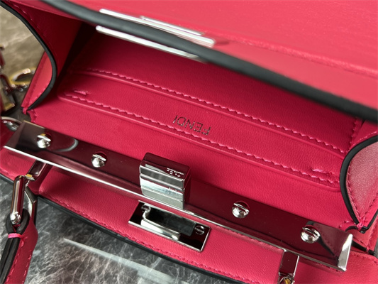 Fen.di Peekaboo ISeeU Petite Leather Bag Red Color