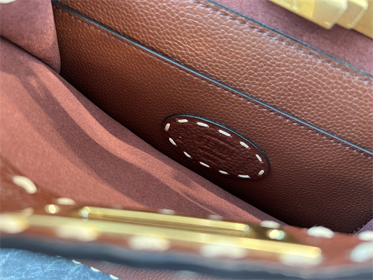 Fen.di Peekaboo Iconic ISeeU Medium Bag Cuoio Romano Leather Burgundy Color With Topstitches