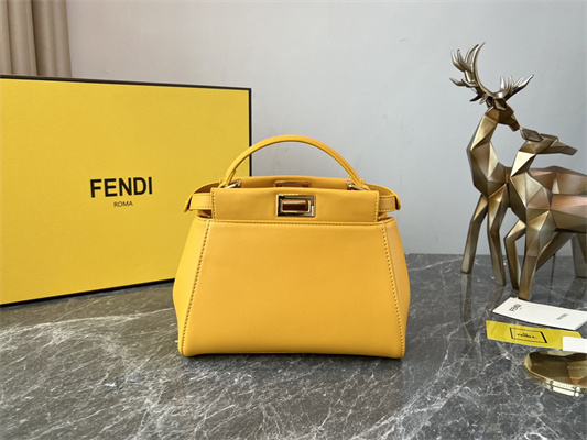 Fen.di Peekaboo Mini Leather Bag Yellow Color