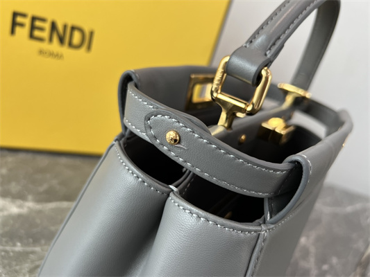 Fen.di Peekaboo Mini Leather Bag Grey Color