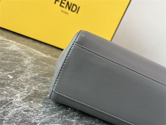 Fen.di Peekaboo Mini Leather Bag Grey Color