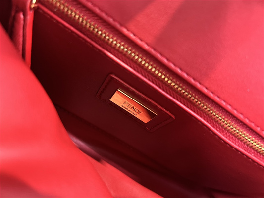 Fen.di Peekaboo Mini Leather Bag Burgundy Color