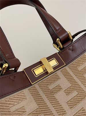 Fen.di Peekaboo X-Tote FF Canvas Brown Color