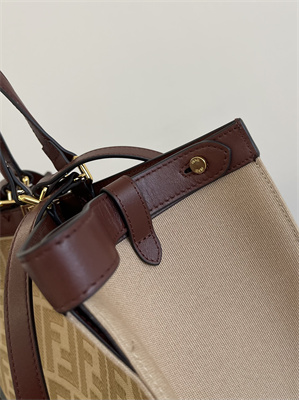 Fen.di Peekaboo X-Tote FF Canvas Brown Color