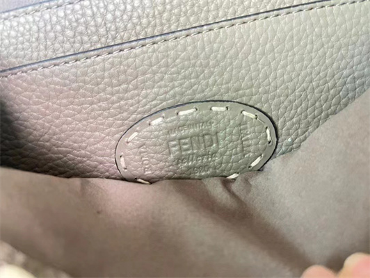 Fen.di Peekaboo Iconic ISeeU Small Bag Cuoio Romano Leather Grey Color With Topstitches