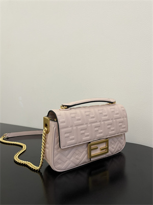 Fen.di BAGUETTE CHAIN MIDI Pink Nappa Leather Bag With FF Motif