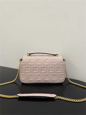 Fen.di BAGUETTE CHAIN MIDI Pink Nappa Leather Bag With FF Motif