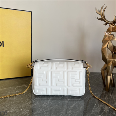 Fen.di BAGUETTE Mini Bag White Nappa Leather With FF Motif