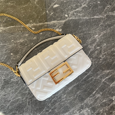 Fen.di BAGUETTE Mini Bag White Nappa Leather With FF Motif