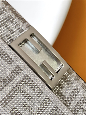 Fen.di BAGUETTE Mini Silver Leather Bag With Crystal FF Motif