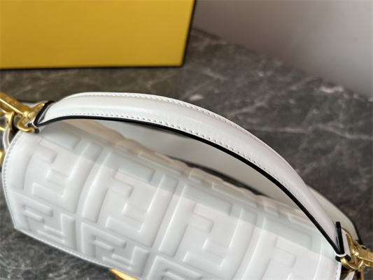 Fen.di BAGUETTE Bag White Nappa Leather With FF Motif