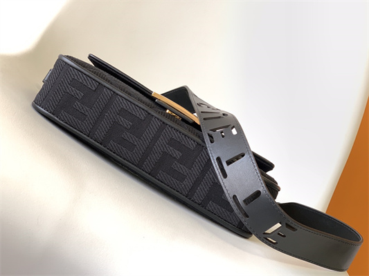 Fen.di BAGUETTE Black FF Canvas Bag