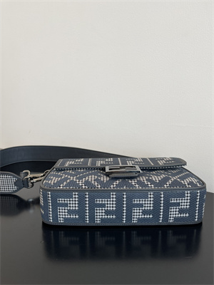 Fen.di BAGUETTE Houndstooth Wool Fabric Bag With Black FF Embroidery