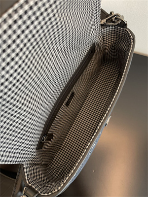 Fen.di BAGUETTE Houndstooth Wool Fabric Bag With Black FF Embroidery