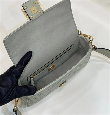 Fen.di BAGUETTE Light Green FF Canvas Bag