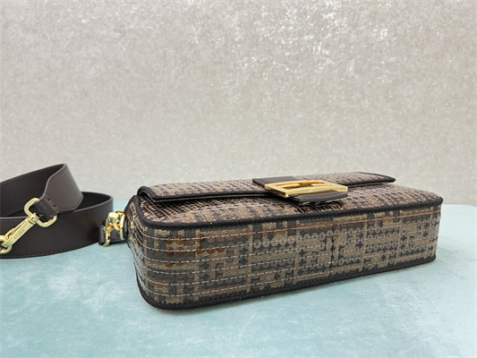 Fen.di BAGUETTE Bag Brown FF Jacquard Fabric With Sequins