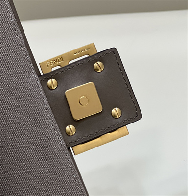 Fen.di BAGUETTE Dove Grey FF Canvas Bag