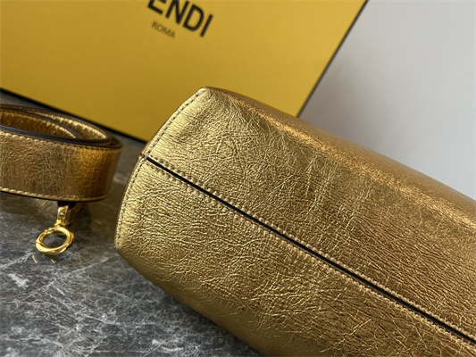 Fen.di FIRST MEDIUM Gold Wrinkled Leather Bag