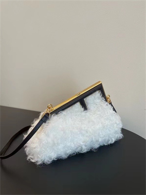 Fen.di FIRST SMALL White Mohair Wool Bag