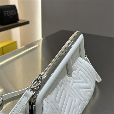 Fen.di FIRST SMALL White Leather Bag With FF Motif