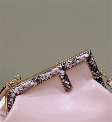 Fen.di FIRST SMALL Pink Leather Bag With Exotic Details