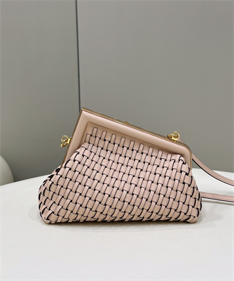 Fen.di FIRST SMALL Pink Interlaced Leather Bag