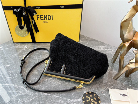 Fen.di FIRST SMALL Black Sheepskin Bag