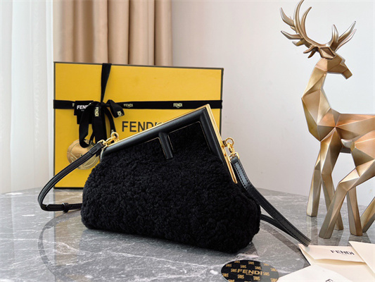 Fen.di FIRST SMALL Black Sheepskin Bag
