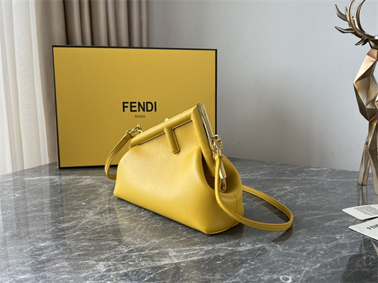 Fen.di FIRST SMALL Yellow Leather Bag
