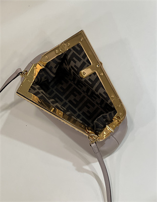 Fen.di FIRST SMALL Dove Grey Leather Bag With Exotic Details