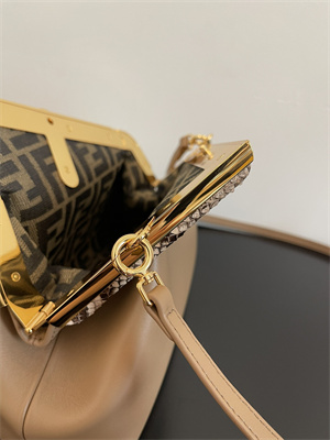 Fen.di FIRST SMALL Beige Leather Bag With Exotic Details